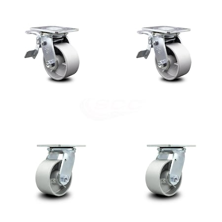 Service Caster 4 Inch Semi Steel Swivel Caster Set with Roller Bearing 2 Total Lock Brake SCC SCC-TTL30S420-SSR-2-S-2